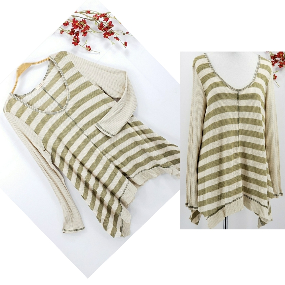 New HUMMINGBIRD Boho Striped Mixed Knit Top sz M